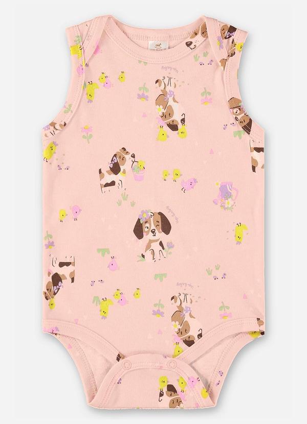 Up Baby - Body para Bebê Menina em Suedine Rosa