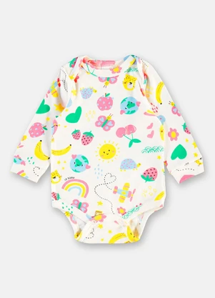 Up Baby - Body para Bebê Menina Estampado Branco - UP BABY