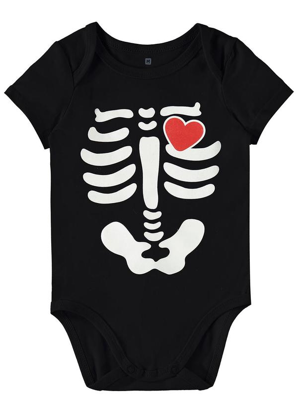 Malwee Kids - Body Preto Esqueleto Menina
