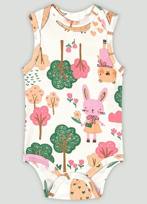 Body Regata para Bebê Menina Up Baby Branco - UP BABY