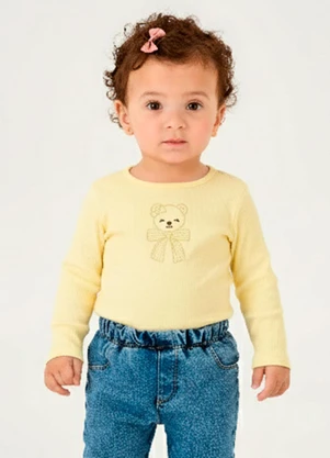 Pulla Bulla - Body Ribana com Elastano Leve Amarelo - PULLA BULLA