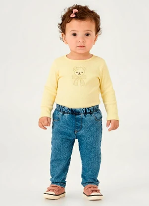 Pulla Bulla - Body Ribana com Elastano Leve Amarelo - PULLA BULLA