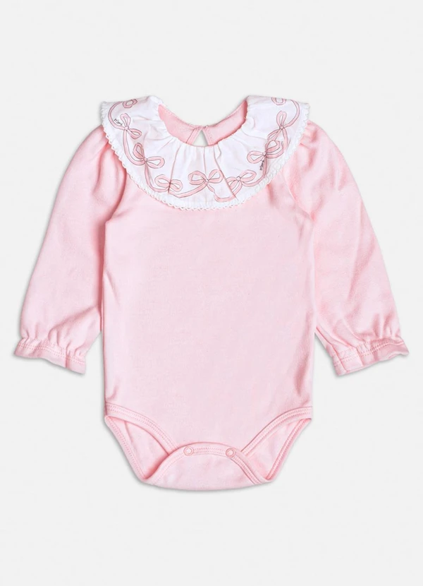 Momi - Body Rosa com Gola de Babado Rosa