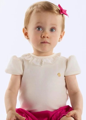 Up Baby - Body Suedine Bebê Menina Bege - UP BABY