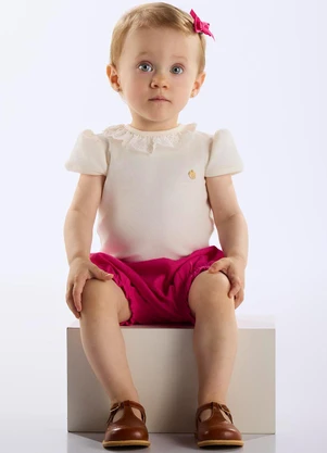 Up Baby - Body Suedine Bebê Menina Bege - UP BABY