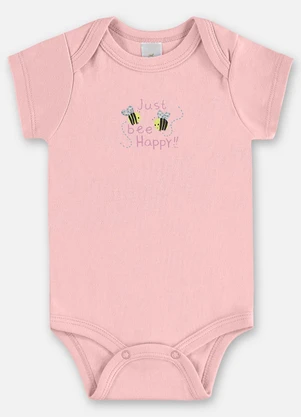 Up Baby - Body Suedine Bebê Menina Rosa - UP BABY