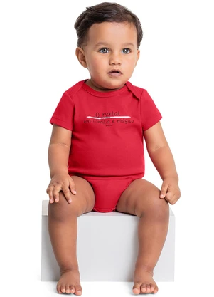 Quimby - Body Unissex em Suedine para Bebê Vermelho - QUIMBY