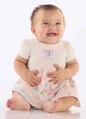 Up Baby - Body Vestido Bebê Manga Curta Branco - UP BABY