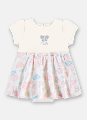 Up Baby - Body Vestido Bebê Manga Curta Branco - UP BABY