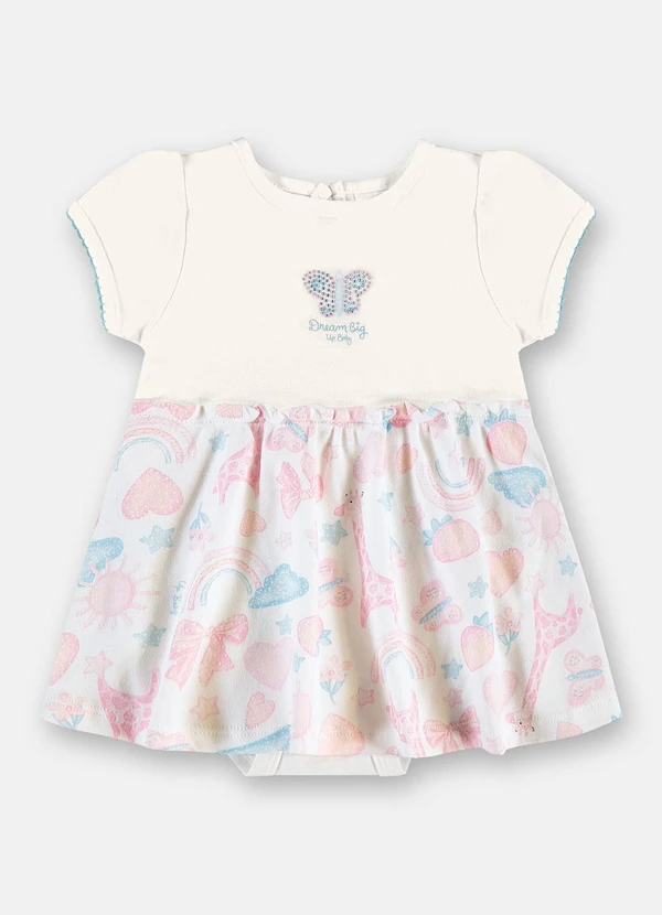 Up Baby - Body Vestido Bebê Manga Curta Branco 2
