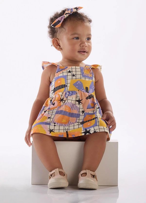 Três e Já - Body Vestido Regata para Bebê Branco