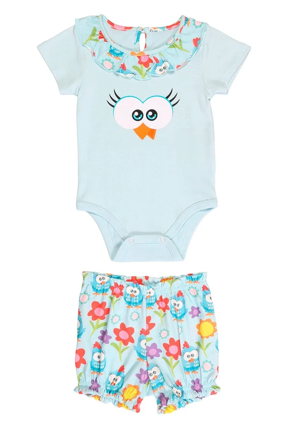 Galinha Pintadinha - Conjunto Bovy em Ribana Shorts Meia Malha Azul 2