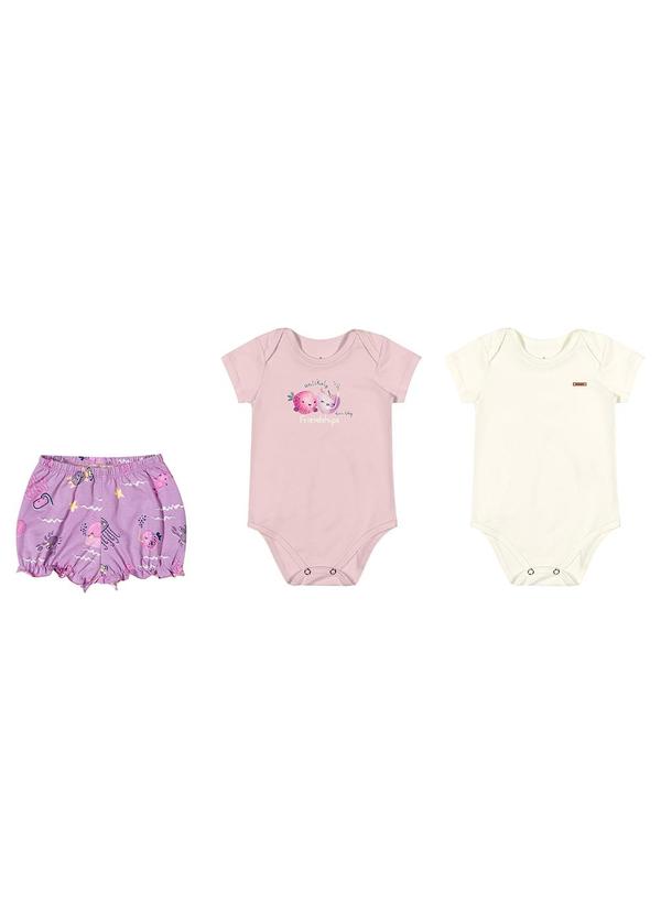 Elian - Kit Bebê Menina Estampado Elian Roxo