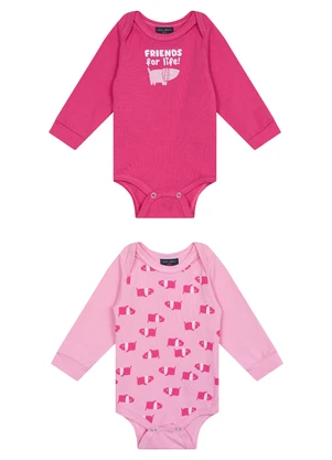 Guloseima - Kit Body Bebê Menina em Cotton Rosa - GULOSEIMA