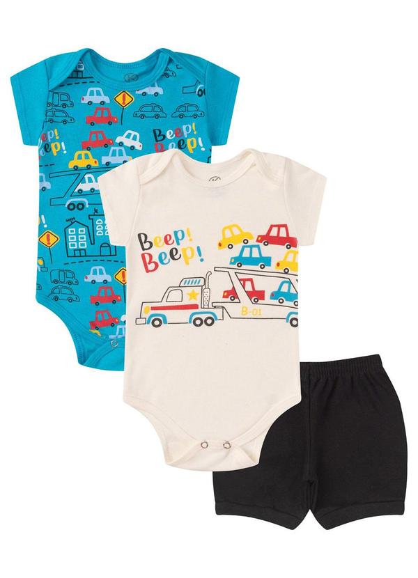 Rovitex - Kit Body Infantil Curto 3 Peças Azul