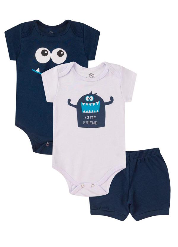 Rovitex - Kit Body Infantil Curto 3 Peças Azul