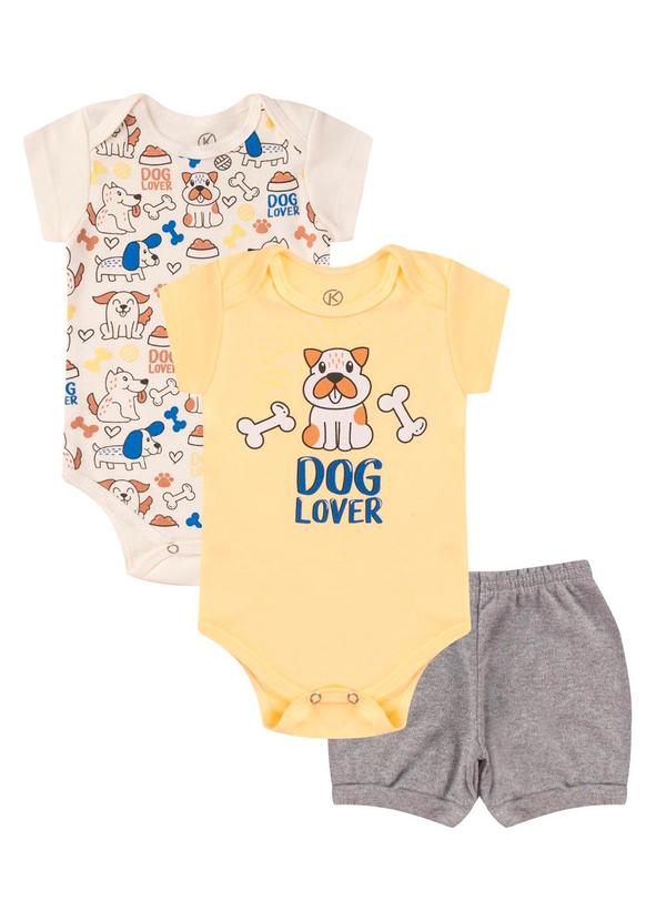 Rovitex - Kit Body Infantil Curto 3 Peças Bege