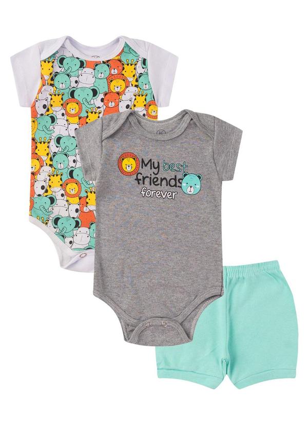 Rovitex - Kit Body Infantil Curto 3 Peças Cinza