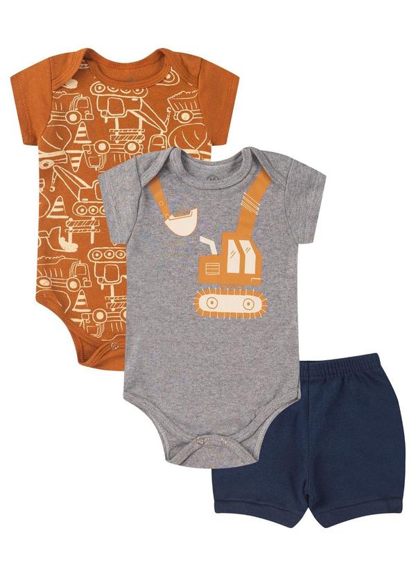 Rovitex - Kit Body Infantil Curto 3 Peças Marrom