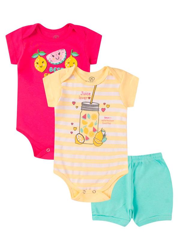 Rovitex - Kit Body Infantil Curto 3 Peças Rosa
