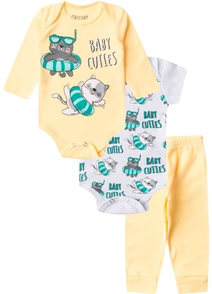 Rovitex - Kit Body Infantil Longo 3 Peças Kappes Amarelo - ROVITEX