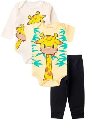 Rovitex - Kit Body Infantil Longo 3 Peças Kappes Amarelo - ROVITEX