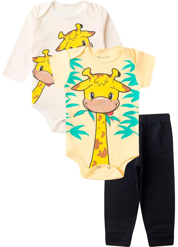 Rovitex - Kit Body Infantil Longo 3 Peças Kappes Amarelo