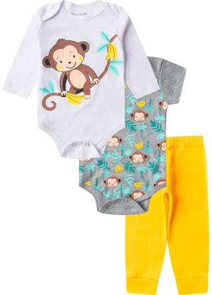 Rovitex - Kit Body Infantil Longo 3 Peças Kappes Branco - ROVITEX