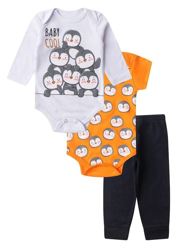 Rovitex - Kit Body Infantil Longo 3 Peças Kappes Laranja