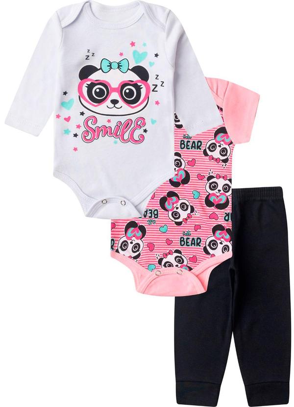 Rovitex - Kit Body Infantil Longo 3 Peças Kappes Rosa