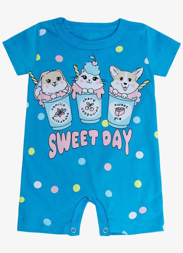 Rovitex - Macaquinho Infantil Menina Meia Malha Azul