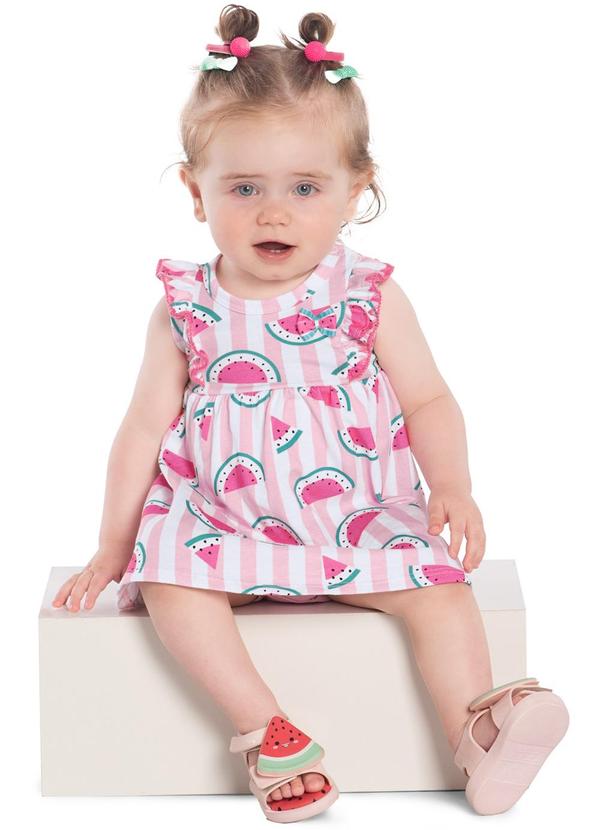 Kyly - Vestido Bebê Menina Melancia Rosa