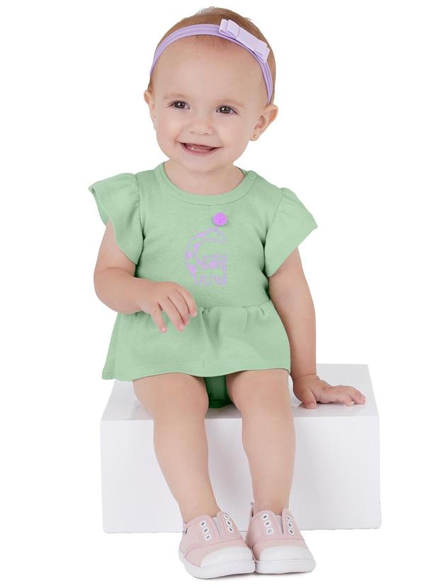 Malwee Kids - Vestido Body Girafa & Pompom Verde Menta
