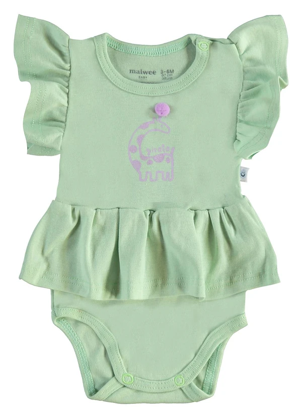Malwee Kids - Vestido Body Girafa & Pompom Verde Menta 2