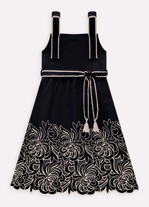 Milon - Vestido Infantil Menina em Cotton Preto - MILON
