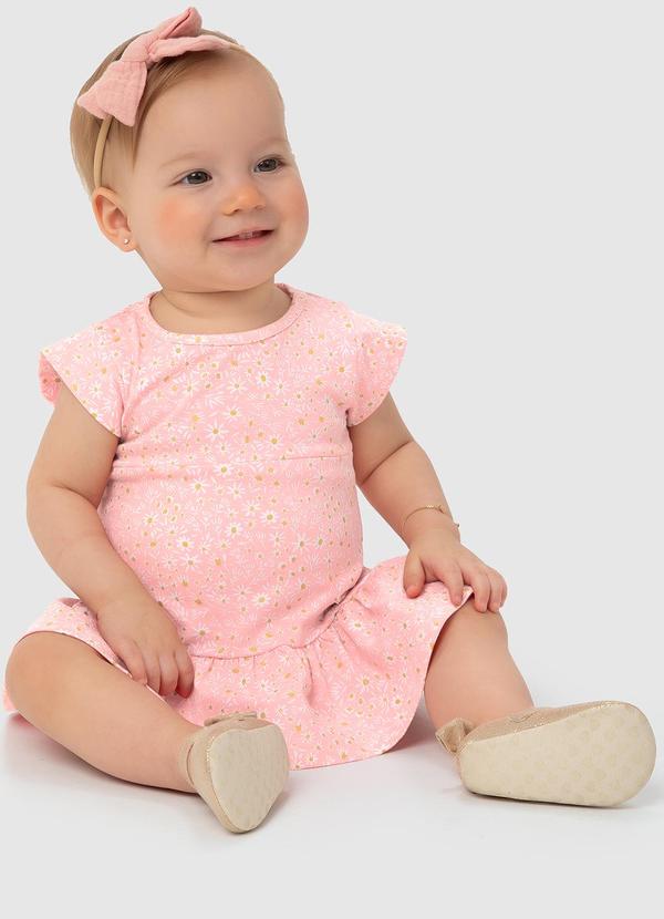 Carinhoso - Vestido Rosa Body Margaridas 1
