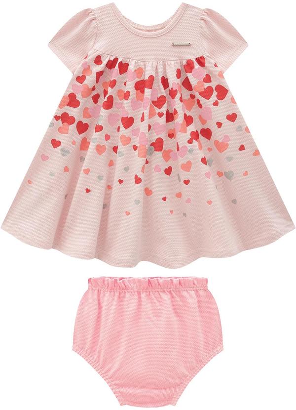 Carinhoso - Vestido Rosa Corações Menina 1
