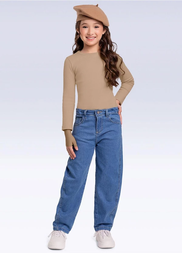 Fakini Kids - Calça Barrel Jeans Azul 3