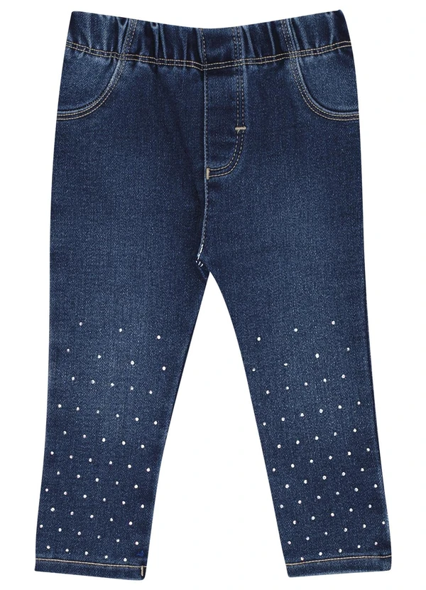 Pulla Bulla - Calça Bebe Menina Jeans Moletom Azul