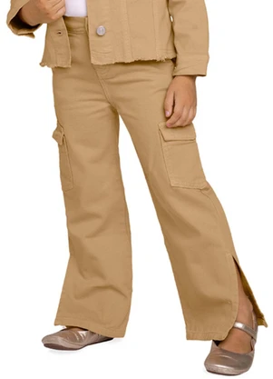 Milon - Calça Infantil Menina Jeans Marrom - MILON