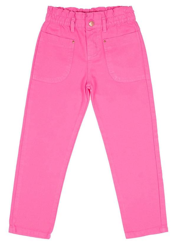Milon - Calça Infantil Menina Jeans Rosa