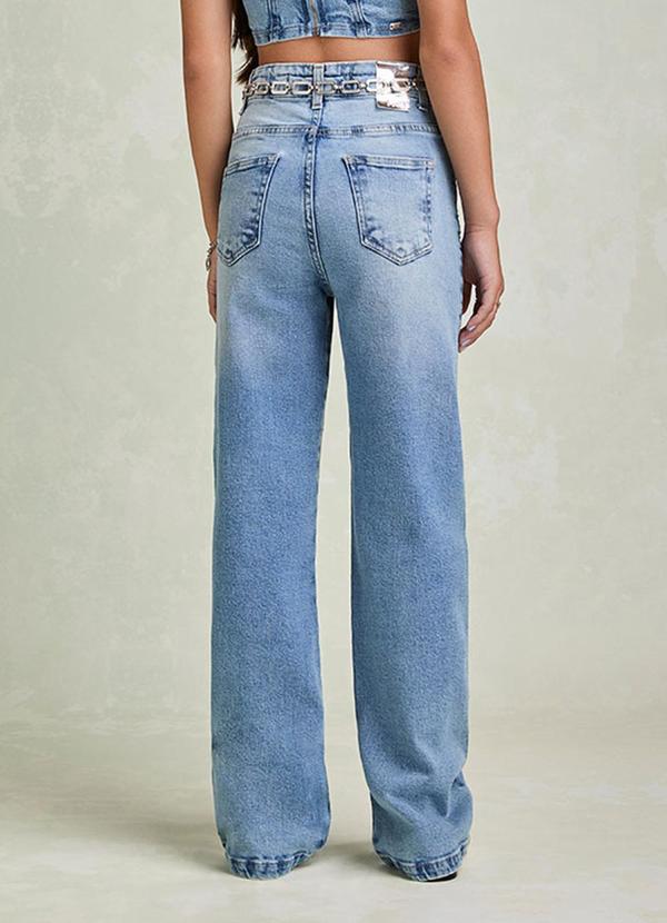 I Am - Calça Jeans com Grid de Strass Azul 2