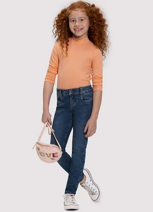 Alakazoo - Calça Jeans Infantil Menina com Strass Jeans - ALAKAZOO