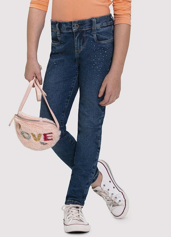 Alakazoo - Calça Jeans Infantil Menina com Strass Jeans
