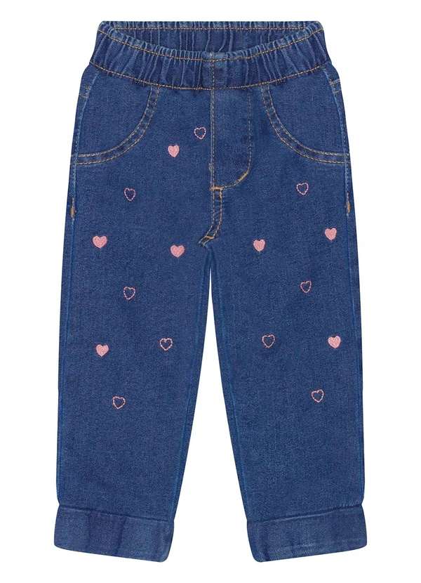 Alakazoo - Calça Jeans Jogging com Bolsos e Bordados Azul 3