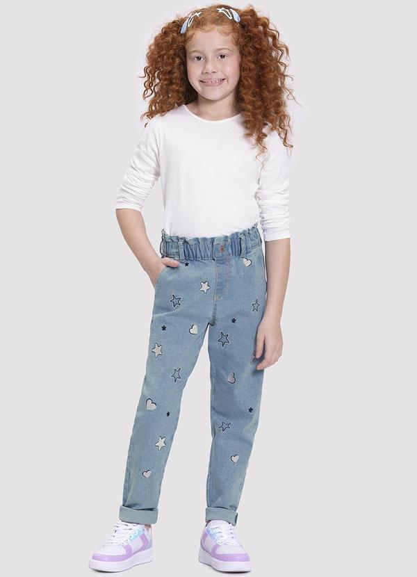 Alakazoo - Calça Jeans Mom Infantil Menina com Bordado Jeans 2