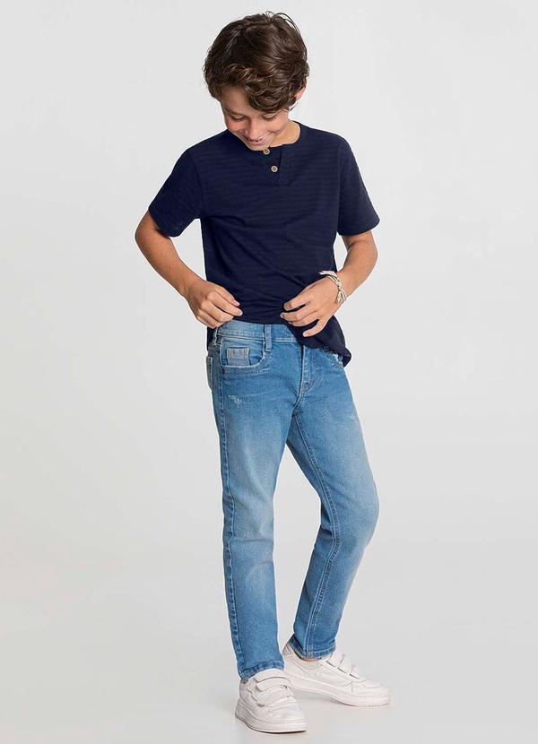 Alakazoo - Calça Jeans Skinny Bolsos e Puídos Leves Azul 2