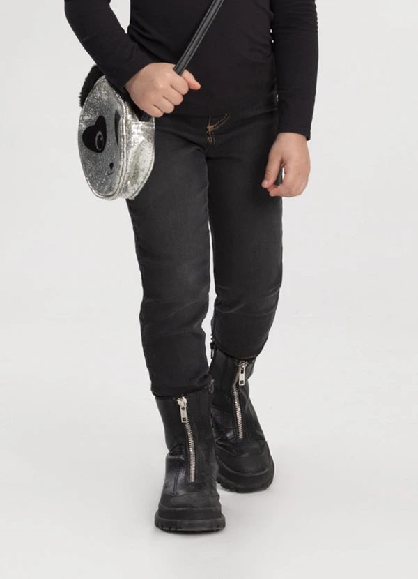 Alakazoo - Calça Jeans Skinny e Cintura Ajustável Preto 1