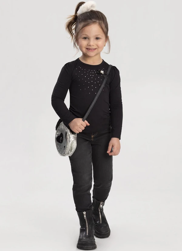 Alakazoo - Calça Jeans Skinny e Cintura Ajustável Preto 3