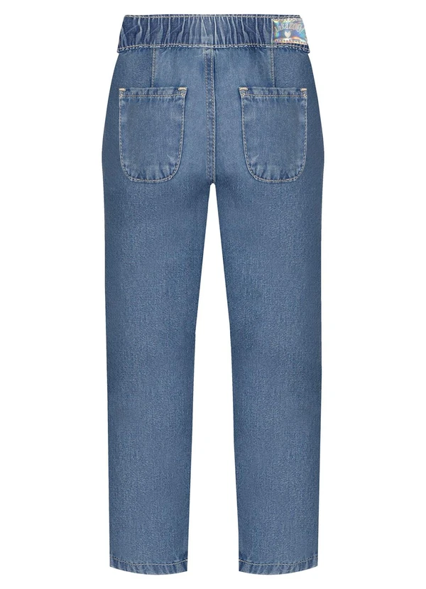Alakazoo - Calça Mom Jeans com Bolsos e Elástico Azul 6